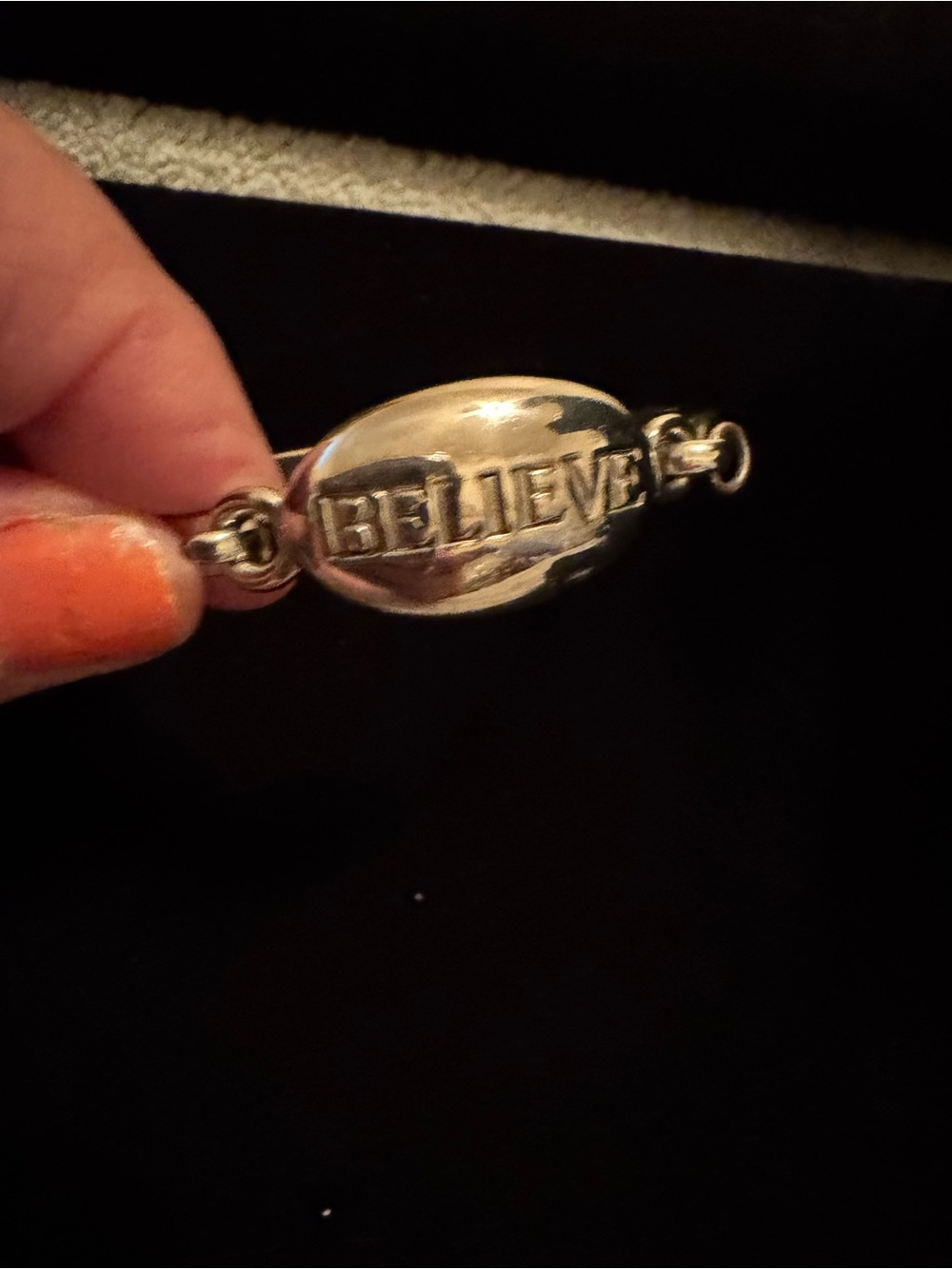 Believe Oval Inspirational Silver Bracelet
